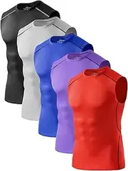[ATTIQOZI] Men's Dry Fit Workout Tank Top Muscle Sleeveless Shirts for Men Compression Tank Top Gym Bodybuilding Running