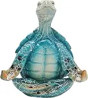 Sea Turtle Meditation Yoga Decor, Meditating Coastal Beach Decorations, Zen Yoga Resin Statue for Home Office Ornaments (Sit in Meditation)