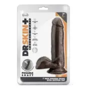 Dr. Skin Plus Posable Dildo With Balls 7 In. Chocolate