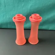 Tupperware Small 4” Hourglass Salt and Pepper Shakers Mini Guava Melon Color
