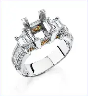 Emerald Cut 3 Stone 1.88ctw Diamond PLATINUM Designer Engagement Ring Semi Mount