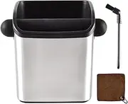 CAFEMASY Espresso Grounds Knock Box Mini - Durable Stainless Steel Coffee Grind Knock Box with Removable Knock Bar and Non-slip Base