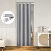 [HOMEIDEAS] Doorway Curtains Privacy, Grommet Closet Curtain for Bedroom, Blackout Temporary Door/Accordion Door Cover Curtains, Tie Back Insulated Curtain Drape, Light Grey, W39 x L78 Inch, 1 Panel