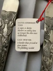 One(1) Set Norway David Andersen Stopt Tinn Pewter Oseberg Viking Ship Salad New