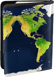 [JEJEA] World Map Print Travel Organizer Credit Cards Case Passport BookPassport Holder Cover Wallet forTraveling,, Black, One Size