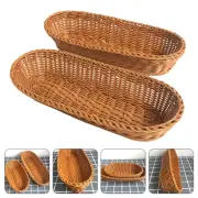 2 Pcs Fruit Basket Bread Proofing with Lid Woven Storage Baskets