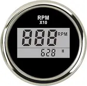 PMGMZPGPMA 6K/8K RPM Boat Tachometer for Diesel Gasoline Car Boat RPM Meter Gauge with Hourmeter Red Backlight 9~32V Automobile Tachometer(DS)