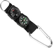Compass Keyring with Thermometer Multifunctional Outdoor Navigation Tool Carabiner Keyring for Hiking Camping Practical Compass Pendant for Adventure