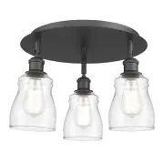 Innovations Lighting 516-3C-10-17 Ellery Flush Ellery 3 Light - Black