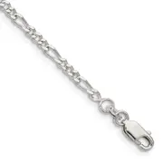 9 Inch Sterling Silver 2.5mm Figaro Chain Anklet