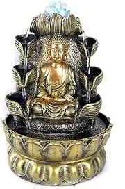 Resin Material Tabletop Fountain, Lotus Sitting Buddha Fountain with Feng Shui Ball, Soothing Sound Relaxation Water Fountains