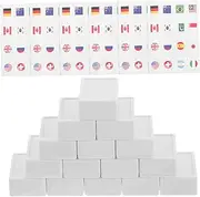 WESIEVYA 65pcs Flag Pattern Mahjong Game Educational Family Fun with Tiles Simplified Rules for for Gatherings Travel Unique National Flags Design