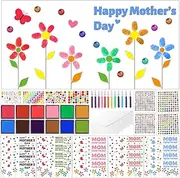 Lonfliness 36 Packs Mother's Day Card Craft Kit with 12Pcs Finger Paints and 12pcs Markers DIY Mothers Day Greeting Cards Craft Gifts for Mom Classroom Fun Home Game Activities Party Supplies Decor