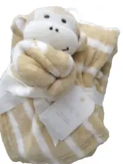 Hugging Palz, Fleece Baby Blanket & Cuddle Toy Monkey Set, 30" x 36", Poly, NWT