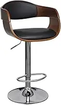 Bar Stool Bent Wood and Faux Leather Bar Chair