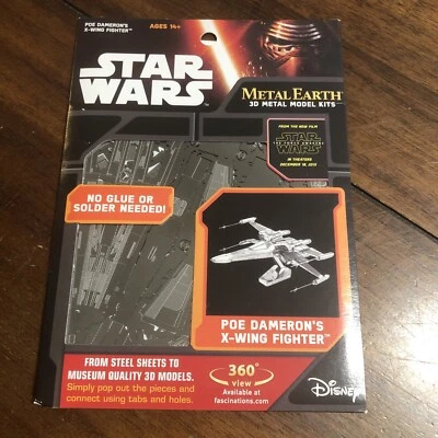 Star Wars Metal Earth Model Kit Poe Dameron’s X- Wing Fighter Sealed New Disney