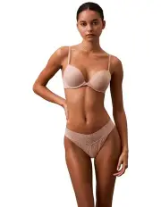 [Calvin Klein] Logo Lace Trim Low Rise Thong in Cedar
