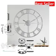 Stylish Silver Wall Clock 16-Inch - Easy to Read Retro Design for Living Spaces