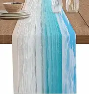 Gsypo Summer Table Runners 70 Inches Long Tropical Ocean Beach Sea Water Table Runner for Family Dinner/Wedding/Outdoor Indoor Party, Cotton-Polyester Blend Dresser Scarf Table Decorations