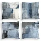 Blue Throw Pillow Covers 20x20 Set of 4 Decorative Cushion Cover Grey Abstrac...