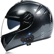 Motorcycle Bluetooth Helmet Full Face for Men Ladies Adult Motocross Dual Visor Flip Modular Helmet Motorcycle Comfortable and Durable DOT/ECE Approved