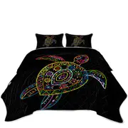 Multi Colored Kids Drawing Turtle Coverlet