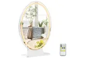 Giantex Large Lighted Vanity Makeup Mirror Remote Control HD Mirror w/4 Color Light Detachable Tabletop Mirror White
