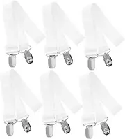 KONTONTY 6pcs Elastic Tablecloth Clips for Outdoor Hidden Tablecloth Holders Adjustable Straps for Thicker Tables