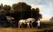 Art Phaeton Ponies Ceramic Mural Backsplash Bath Tile #2208