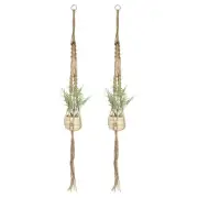 2-Pack Macrame Plant Hanger 43" Basket Holder with 1 Net for Indoor Plants Brown