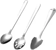CONGARTENO 3pc Set Fruit Scraping Spoons Serrated Dessert Spoons Silverware for Grapefruit
