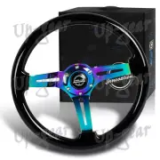 Black Colored Wood Neo Chrome Spoke NRG 13.75" RST-018BK-MC Steering Wheel