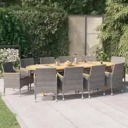 VRAXO 11 Piece Garden Dining Set with Cushions Grey -108.16KG,3103605