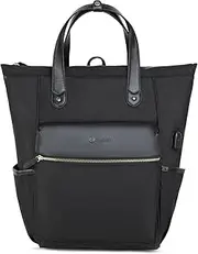 [RASHKI] BRIA Women tote bag | Convertible backpack Tote Bag |15.6" Laptop Bag | Office/Travel Bag (BLACK/BLUE), BLACK, Oversized, Handbag