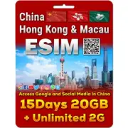 China, Hong Kong and Macau eSim | 15 Days 20GB | QR code activation