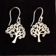 Silver Tree of Life Drop Earrings - BNIB