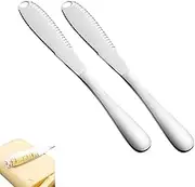 2X Sandwich Spreader Multi-Function Butter Knife Scraper Cheese Slicer Stainless Steel Spatula, 3 in 1 Butter Knife with Serrated Edge, for Cutting Vegetables Fruit Cheese