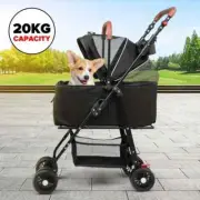 Advwin 3 in 1 Folding Dog Stroller Dog Cat Carrier Travel Pushchair Foldable AU