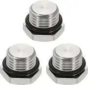 uxcell NPT Pipe Plug Fitting, 304 Stainless Steel NPT1/4 Male Outer Hex Thread for Plumbing Fixed with Sealing Rubber Ring Pack of 3