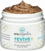Era Organics Microdermabrasion Facial Scrub & Face Exfoliator - Spa Quality Exfoliating Mask with Manuka Honey Plus Walnut for Blackheads, Buildup, Wrinkles 2oz