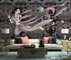 3D Dunhuang Murals Lady Floral Self-adhesive Removeable Wallpaper Wall Mural