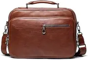 [HAMKVBPR] Mens Briefcase Men's Leather Briefcase Leather Shoulder Messenger Bag Tanned Leather Computer Bag Messenger Bag for Work Business