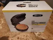 Bella Breakfast Mini Waffle Maker 4” Black Keto Kitchen Tool Appliance Non Stick