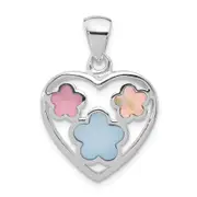 Sterling Silver Polished Multi-Color Shell Heart Pendant