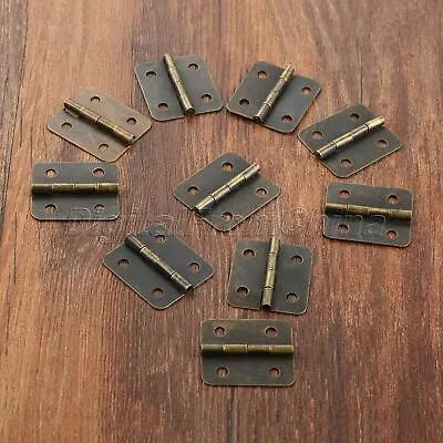 10pcs Antique Bronze Door Hinges Cabinet Drawer Hinge with Screw Iron Wooden Box