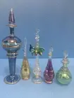 New Set of 5 Egyptian Perfume Bottles Pyrex Glass ( 5,6,8,6,9 inches)