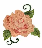 Custom Peach Single Rose Embroidered Iron on/Sew patch [5" 4"]