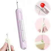 2 in 1 Needle Threader Seam Ripper, 2025 New Retractable Threader Plug-in Needle Threader, Thread Remover Tool for Hand Sewing, Knitting, Cross Stitch, Embroidery and Thread Removal (Purple)