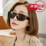 【ALEGANT】輕奢祕魯棕方框全罩式偏光墨鏡/外掛式UV400太陽眼鏡(外掛式/包覆式/寶麗來墨鏡/車用太陽眼鏡)