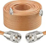 XRDS -RF 200FT RG8X Coaxial Cable with UHF Male PL259 Connectors, Solid Copper Core, Braided Shield, CB Cable for Ham Radio, HF Radio, and Communication Devices
